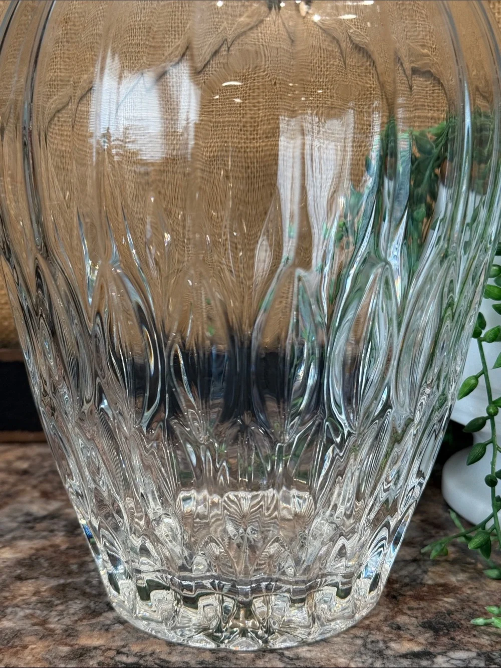 Clear Glass Ribbed Vase -